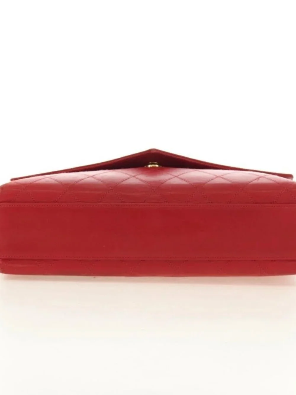 CHANEL Bicolore Chain Shoulder Bag Lamb Skin Red Gold CC Auth BA13416V